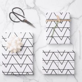 Schwarz-Weiß-Muster für Zickzack Streifen Geschenkpapier Set