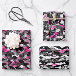 Schwarz-Weiß-Muster Geschenkpapier Set