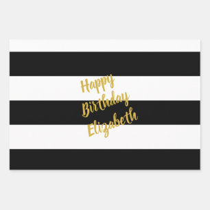 Schwarz-Weiß-Muster Geschenkpapier Set