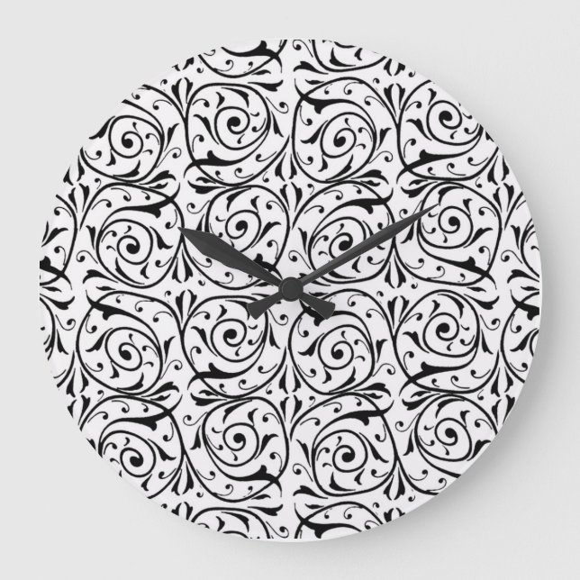 Schwarz-Weiß-Muster Große Wanduhr (Vorderseite)