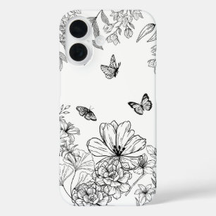 Schwarz-Weiß-Muster Minimalistisch Moderne iPhone 16 Hülle