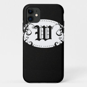 Schwarz-Weiß-Muster mit Monogramm W Case-Mate iPhone Hülle