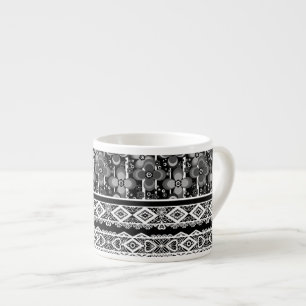 Schwarz-Weiß-Muster mit Spitze und Patchwork Espressotasse