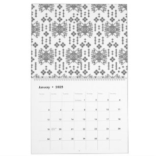 Schwarz-Weiß-Muster mit weißem Hintergrund Kalender