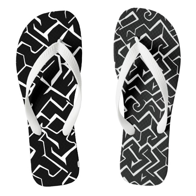 Schwarz-Weiß-Muster | Moderne Gotik Flip Flops (Fußbett)