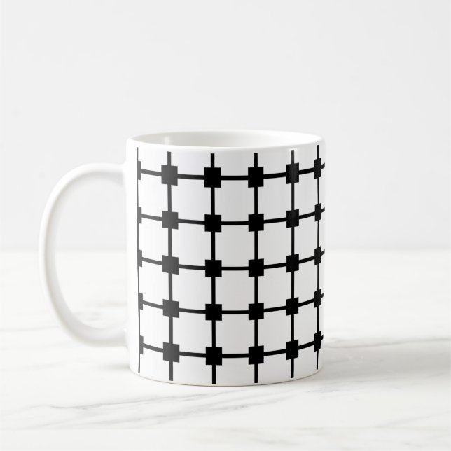 Schwarz-Weiß-Muster Moderne monochrome Muster Kaffeetasse (Links)