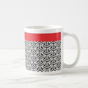 Schwarz-Weiß-Muster Roter Streifen benutzerdefinie Kaffeetasse