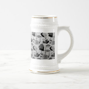 Schwarz-Weiß-Muster Stein Bierglas
