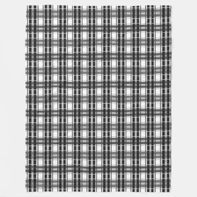 Schwarz-Weiß-Muster Tartan-Geometrie überprüft Fleecedecke (Vorderseite)
