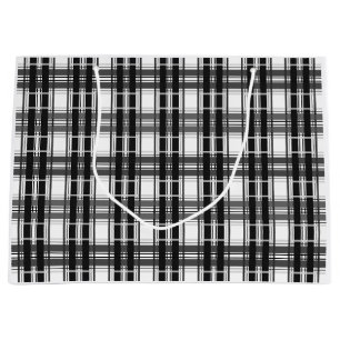 Schwarz-Weiß-Muster Tartan-Geometrie überprüft Große Geschenktüte