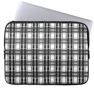 Schwarz-Weiß-Muster Tartan-Geometrie überprüft Laptopschutzhülle