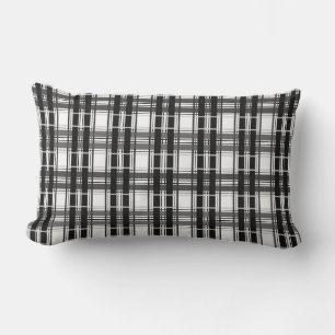 Schwarz-Weiß-Muster Tartan-Geometrie überprüft Lendenkissen