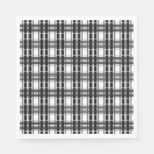 Schwarz-Weiß-Muster Tartan-Geometrie überprüft Serviette