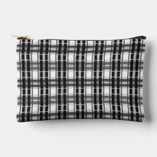 Schwarz-Weiß-Muster Tartan-Geometrie überprüft Zubehörtasche