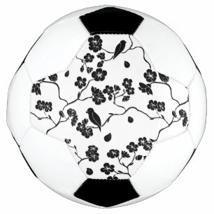 Schwarz-Weiß-Muster Vögel auf Kirschblüten Fußball