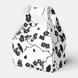 Schwarz-Weiß-Muster Vögel auf Kirschblüten Geschenkschachtel