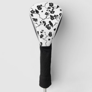Schwarz-Weiß-Muster Vögel auf Kirschblüten Golf Headcover