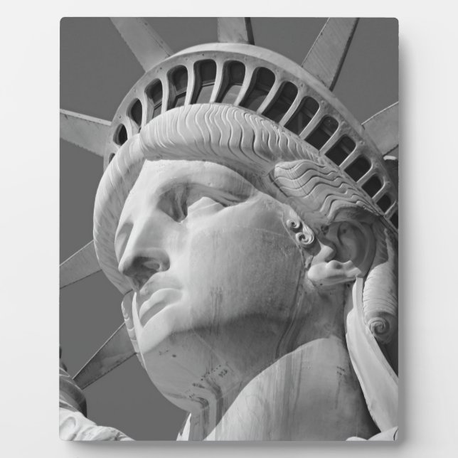 Schwarz-Weiß-Nah-up-Freiheitsstatue Fotoplatte (Vorderseite)