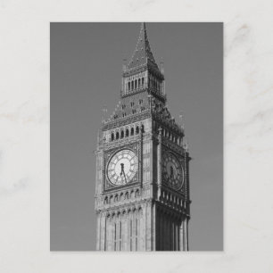Schwarz Weiß Nahaufnahme Big Ben Uhrturm London Postkarte