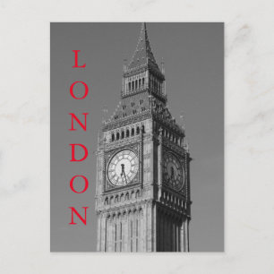 Schwarz Weiß Nahaufnahme Big Ben Uhrturm London Postkarte