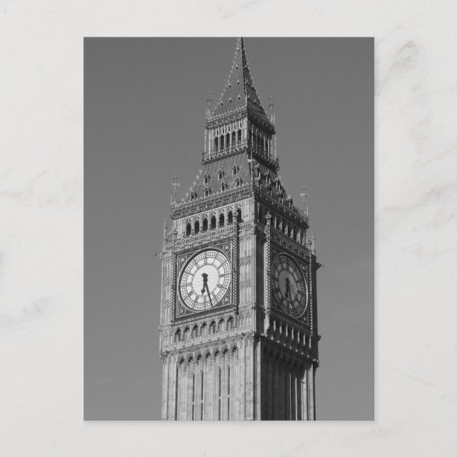 Schwarz-weiß Naher Big Ben Clock Tower London Postkarte (Vorderseite)