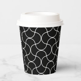 Schwarz-Weiß-Nahtlose Geometrie-Mesh-Muster Pappbecher