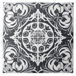 Schwarz-Weiß-Nahtlose Portugiesische Keramik Tile Fliese