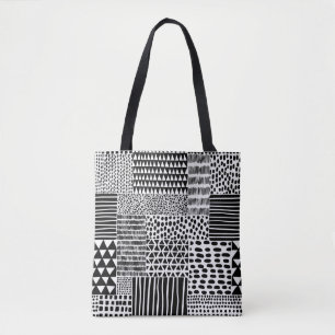 Schwarz-Weiß-Nahtloses Doodle-Muster. Hand-zeichn Tasche