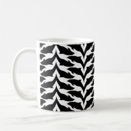 Schwarz-Weiß-Nahtloses Muster - Dolphin Kaffeetasse