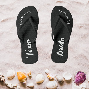 Schwarz Weiß Name Braut Brautparty Junggesellinnen Flip Flops