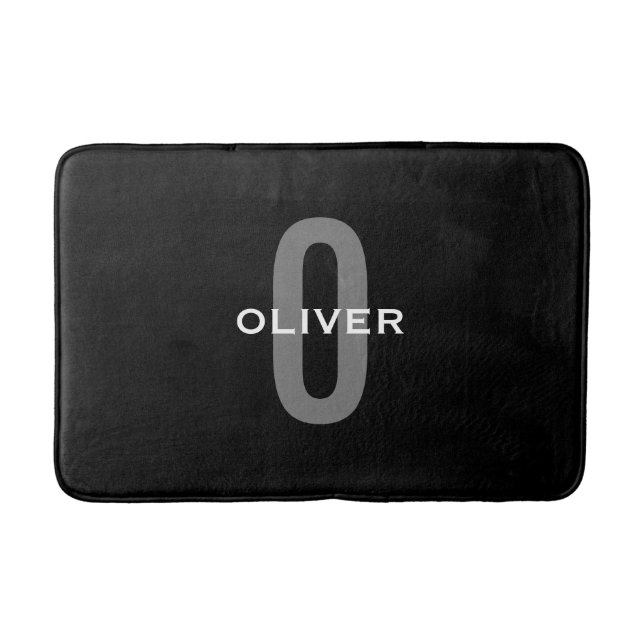 Schwarz-Weiß-Name der personalisierten Monogramm Badematte (Vorderseite)