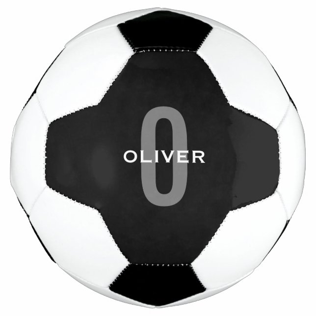 Schwarz-Weiß-Name der personalisierten Monogramm Fußball (Vorderseite)