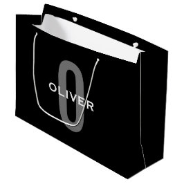 Schwarz-Weiß-Name der personalisierten Monogramm Große Geschenktüte
