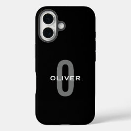 Schwarz-Weiß-Name der personalisierten Monogramm iPhone 16 Hülle