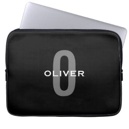 Schwarz-Weiß-Name der personalisierten Monogramm Laptopschutzhülle