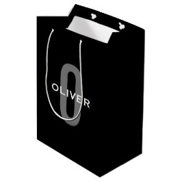 Schwarz-Weiß-Name der personalisierten Monogramm Mittlere Geschenktüte