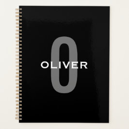 Schwarz-Weiß-Name der personalisierten Monogramm Planer