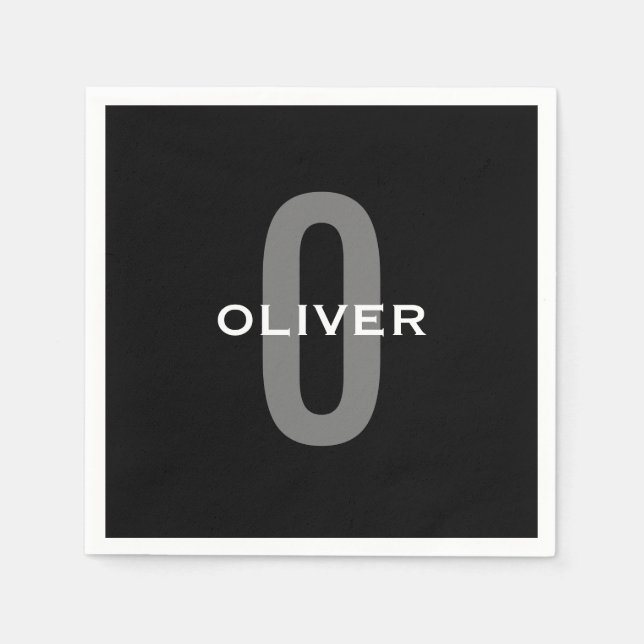 Schwarz-Weiß-Name der personalisierten Monogramm Serviette (Vorderseite)