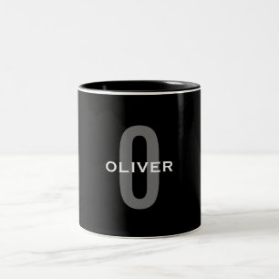 Schwarz-Weiß-Name der personalisierten Monogramm Zweifarbige Tasse