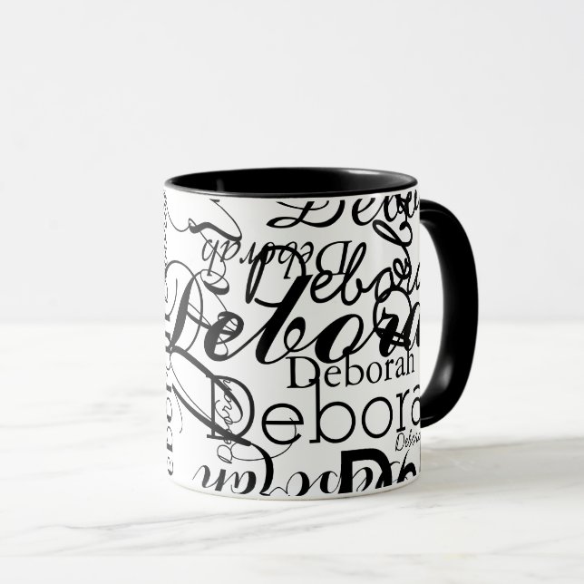Schwarz-Weiß-Namen Tasse (VorderseiteRechts)