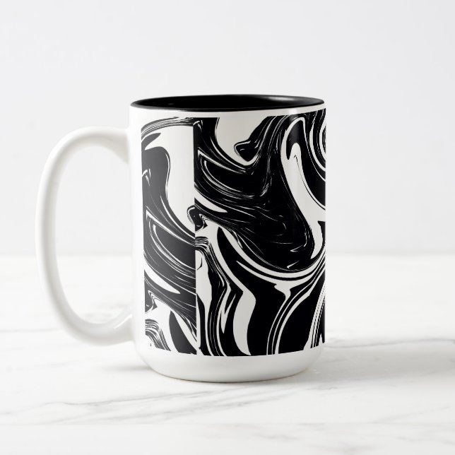 Schwarz-Weiß-Nass-Bildrolle ästhetisch Zweifarbige Tasse (Links)