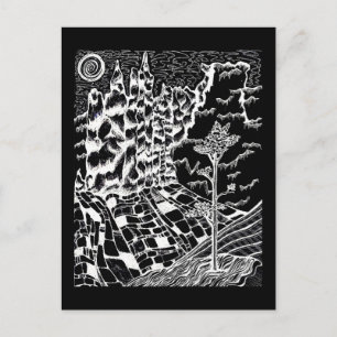 Schwarz-Weiß-Natur Zeichnend Postkarte