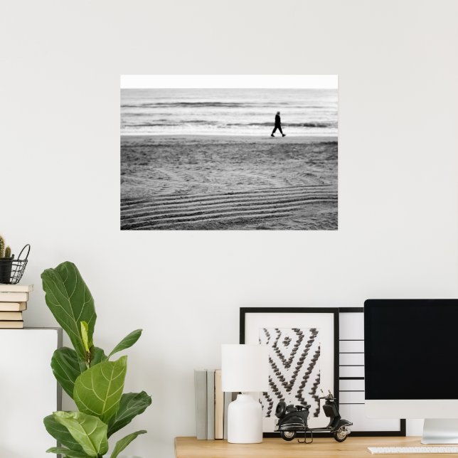 Schwarz-Weiß-Nautikfoto - Strand Seascape Poster (Heimbüro)