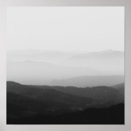 Schwarz-Weiß-Nebel-Horizontlinien Poster