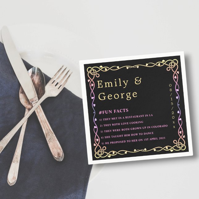 Schwarz-Weiß-Neon-Rahmen Blumenzehen Serviette (Von Creator hochgeladen)