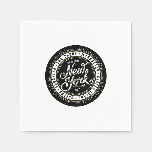 Schwarz-Weiß-New-York-City-Logo Serviette (Vorderseite)