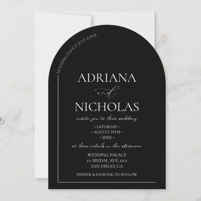 Schwarz-Weiß-Nichts Extravagant nur Liebe Hochzeit Einladung (Vorderseite)