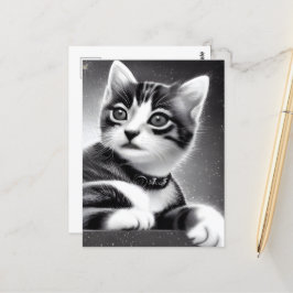 Schwarz/Weiß Niedlich Retro Kitten Postkarte