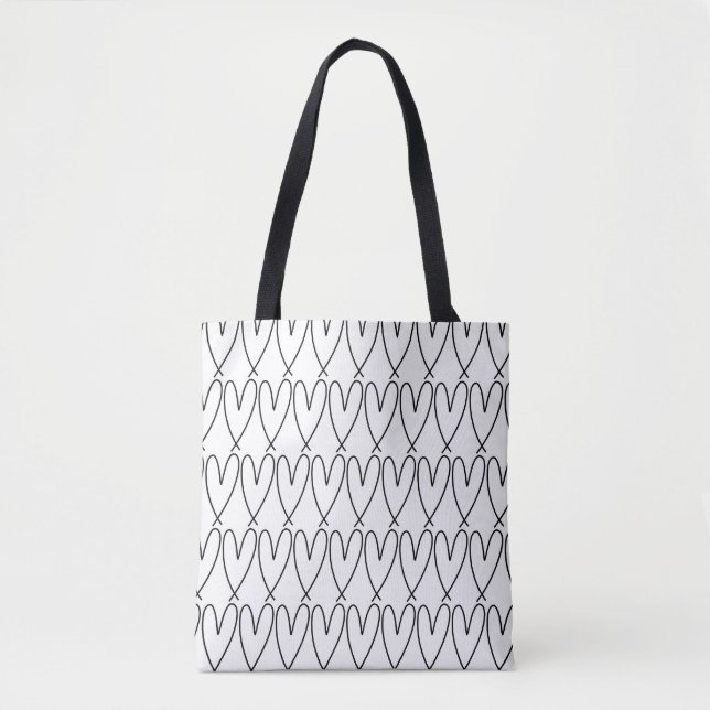 Schwarz-Weiß-Niedliche Herz Tasche (Vorderseite)