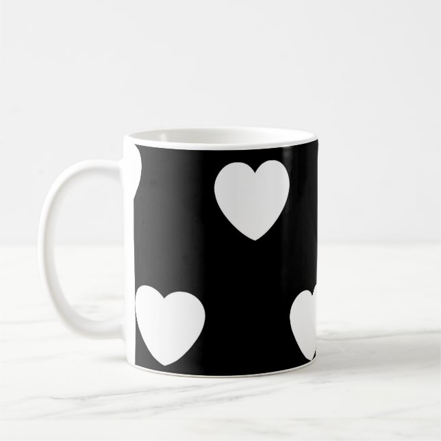 Schwarz-Weiß-Niedliches Herzmuster Kaffeetasse (Links)